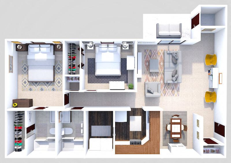 Phase I - 2 Bed 2 Bath floor plan